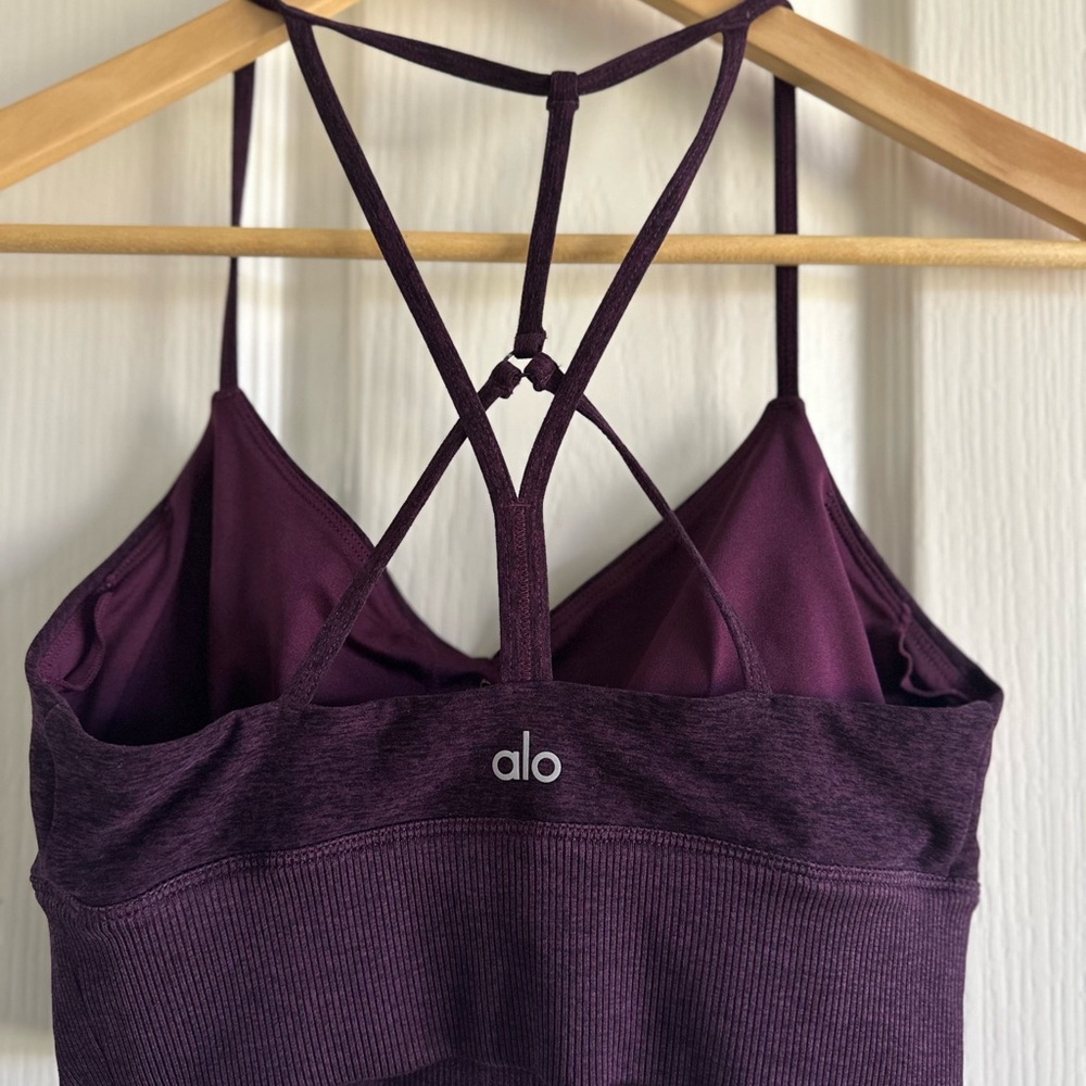 ALO Yoga Dark Purple Strappy Sports Bra - Picture 2 of 4